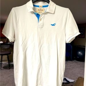 Large Hollister Epic Flex White/Blue Polo